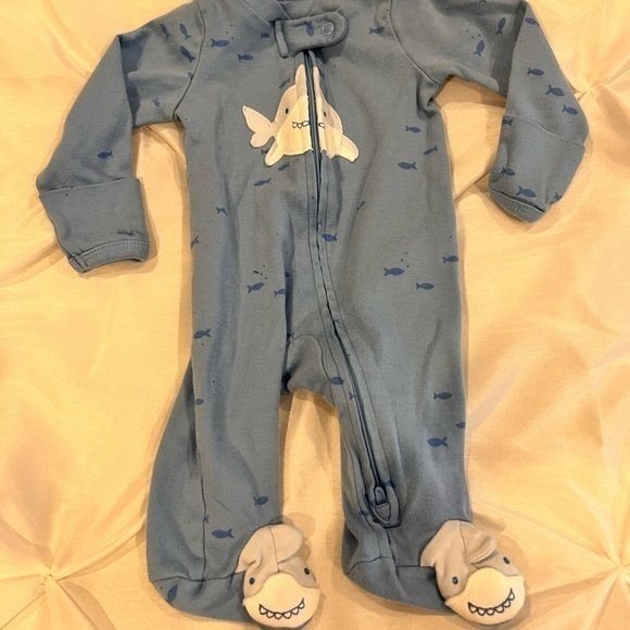 Carter's Other - Carter's Blue Shark Footed Onesie size NB